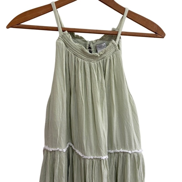 Rachel Zoe Sage Green Sleeveless Tiered Maxi Dress Bohemian Cottagecore Size 4 - Picture 2 of 7